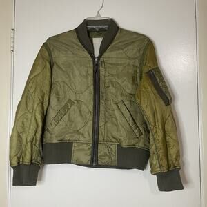 R13 Refurbished Liner Bomber Jacket M65 olive green full zip jacket $595